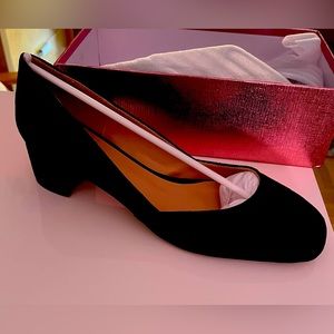 Brand new 2-in black velvet block heels